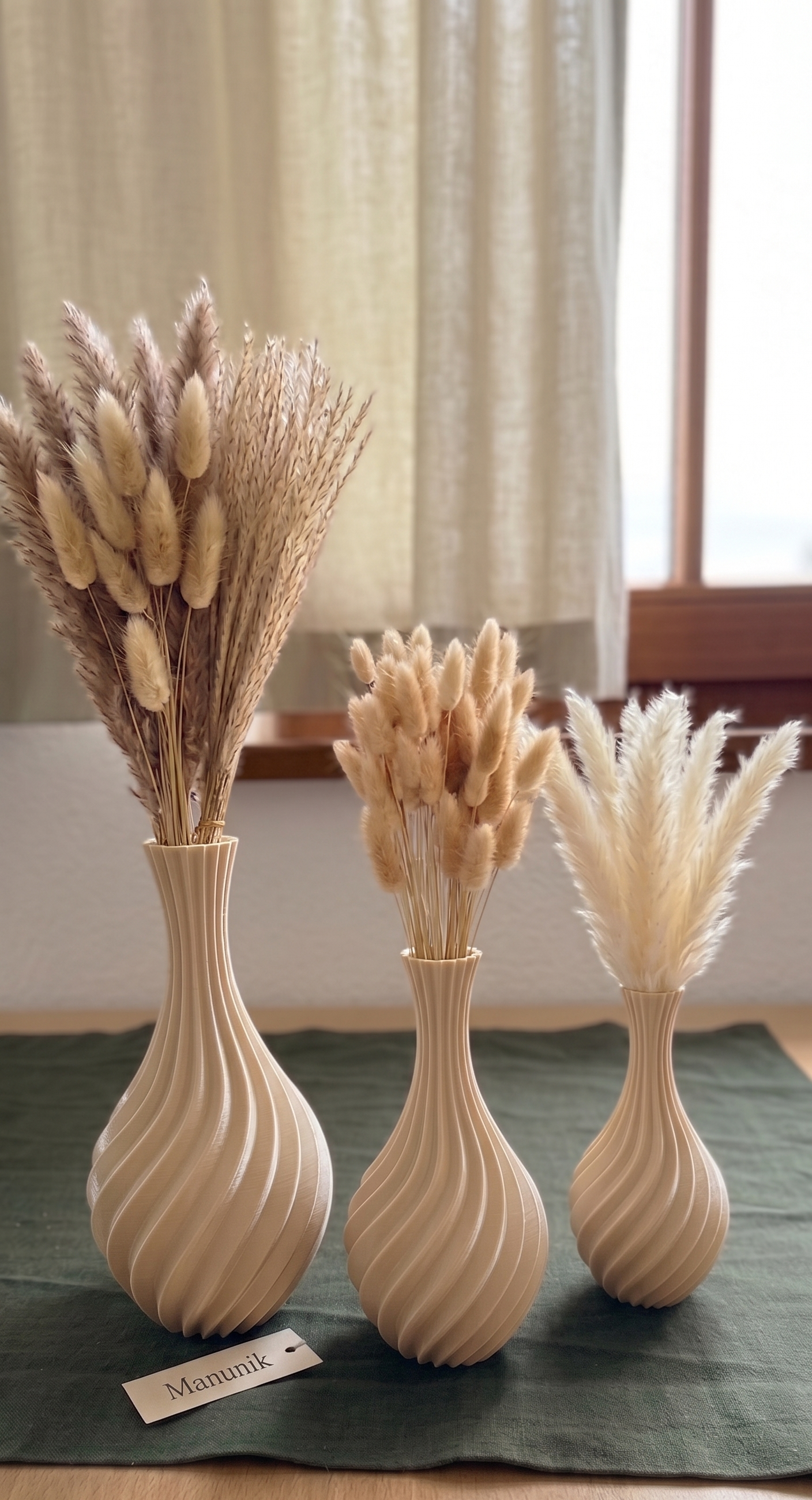 Vasen-Set Manunik 3-teilig in Sand-Beige